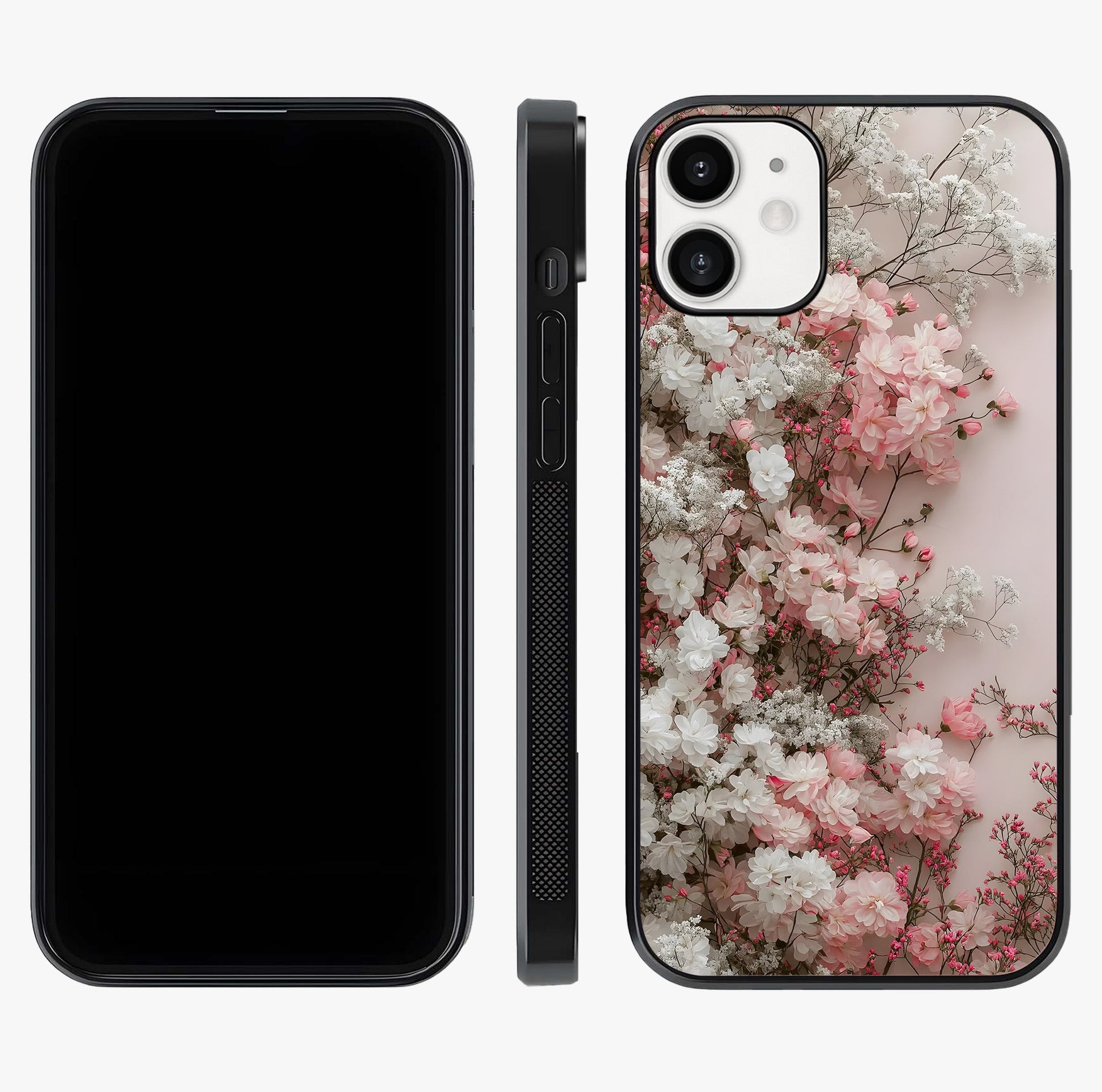 Blush Blossom Cloud Glass Case displayed upright for full design visibility and premium finish.