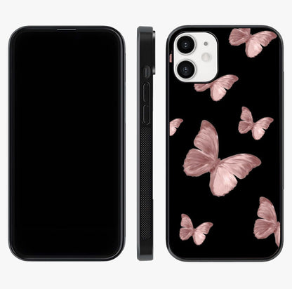 Butterfly Pattern Glass Case displayed upright for full design visibility and premium finish.
