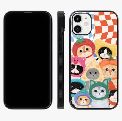 Cats In Fruits Glass Case displayed upright for full design visibility and premium finish.