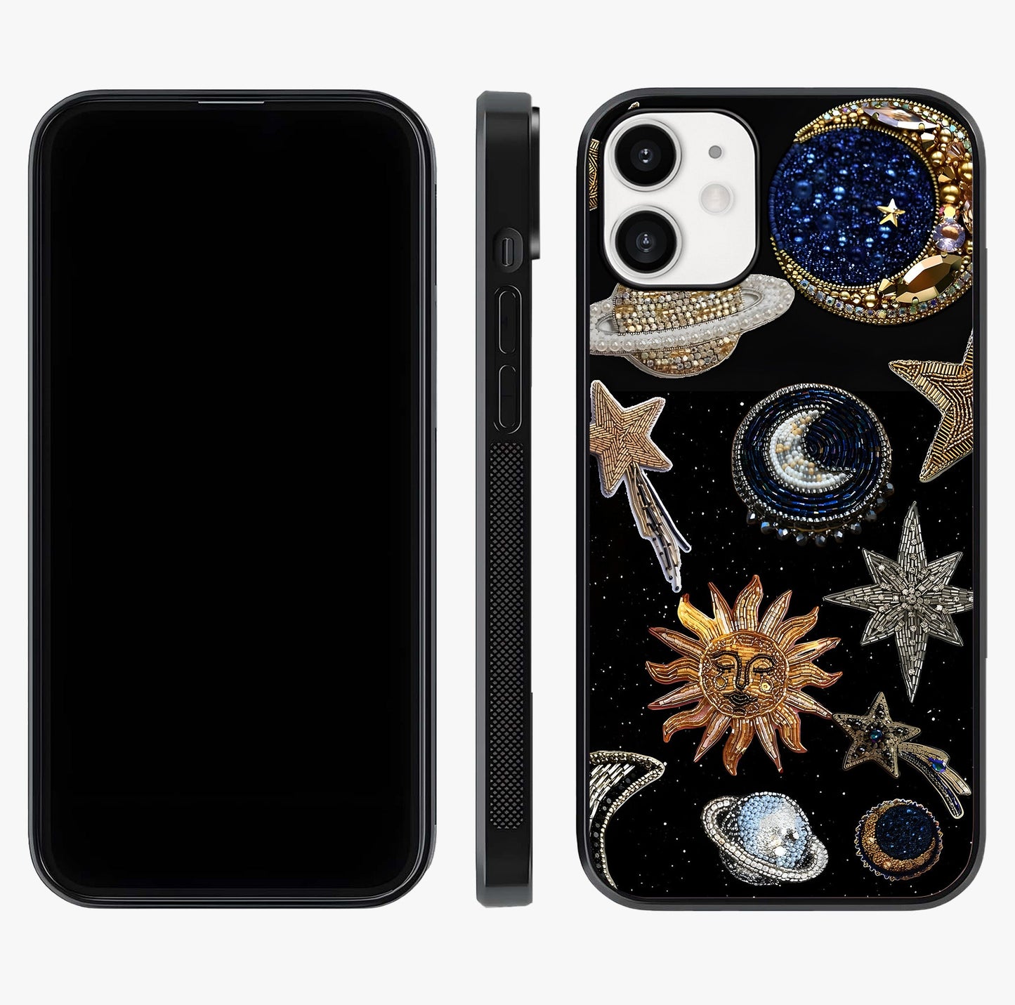 Celestial Gem Constellations Glass Case displayed upright for full design visibility and premium finish.