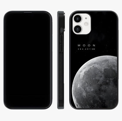 Cosmic Moon Glow Glass Case displayed upright for full design visibility and premium finish.