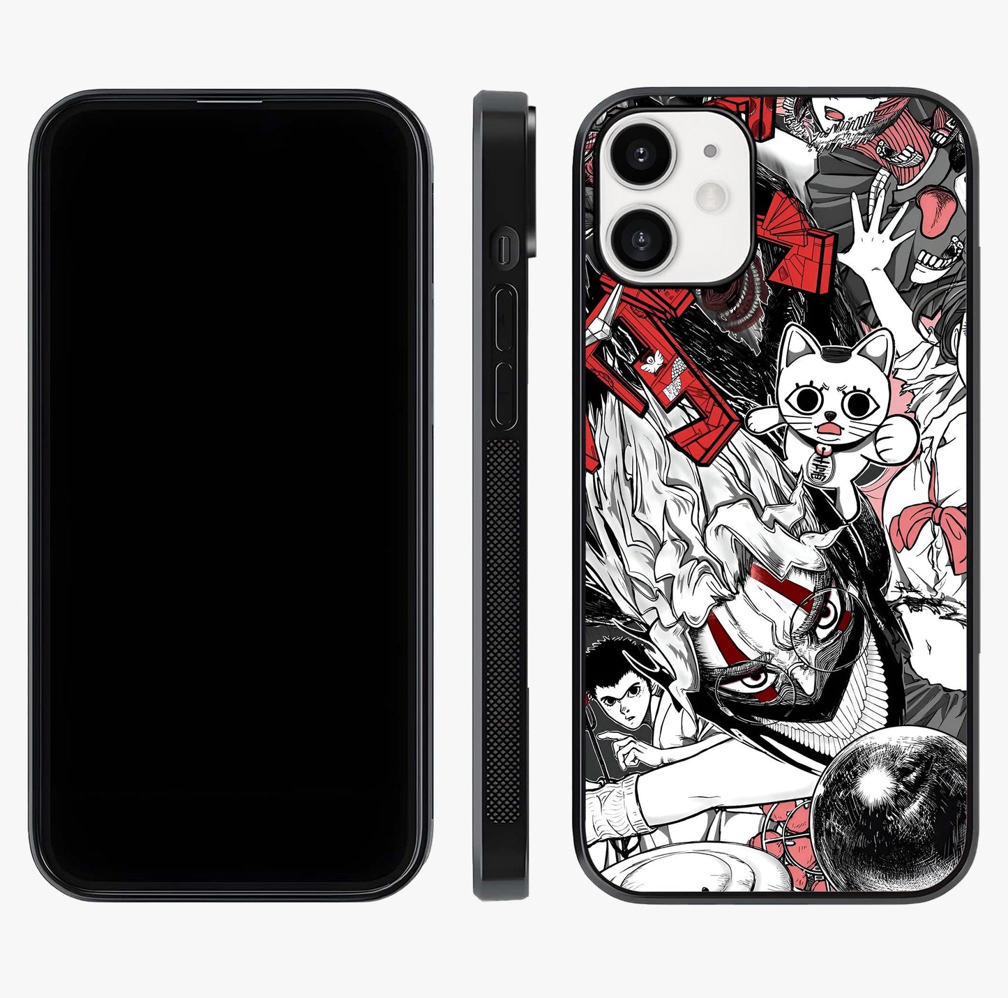 Crimson Chaos Panel Glass Case displayed upright for full design visibility and premium finish.