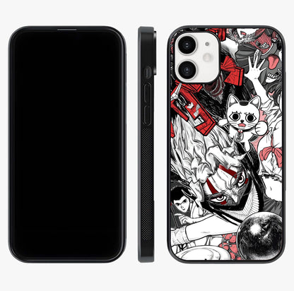 Crimson Chaos Panel Glass Case displayed upright for full design visibility and premium finish.