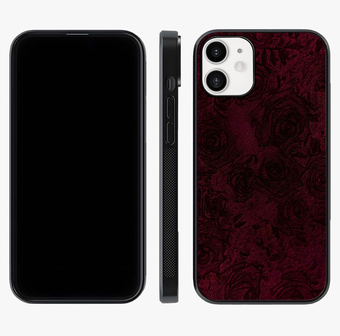 Crimson Fade Flow Glass Case displayed upright for full design visibility and premium finish.