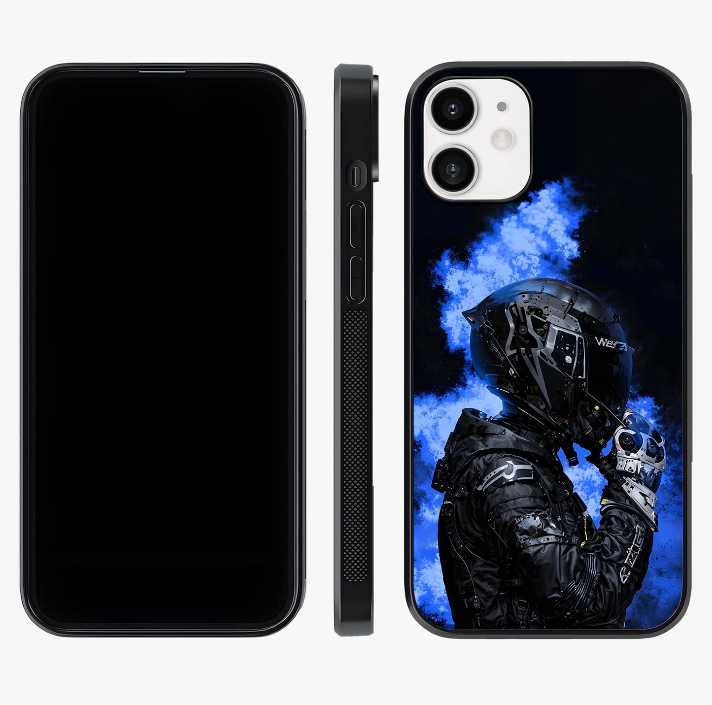 Cyber Sentinel Protocol Glass Case displayed upright for full design visibility and premium finish.