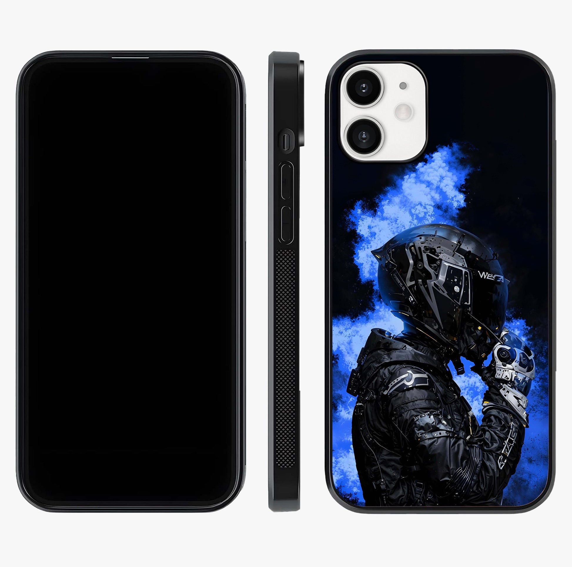 Cyber Sentinel Protocol Glass Case displayed upright for full design visibility and premium finish.