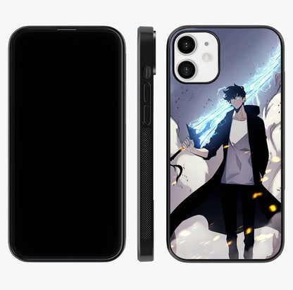Dark Lightning Anime Warrior Glass Case displayed upright for full design visibility and premium finish.