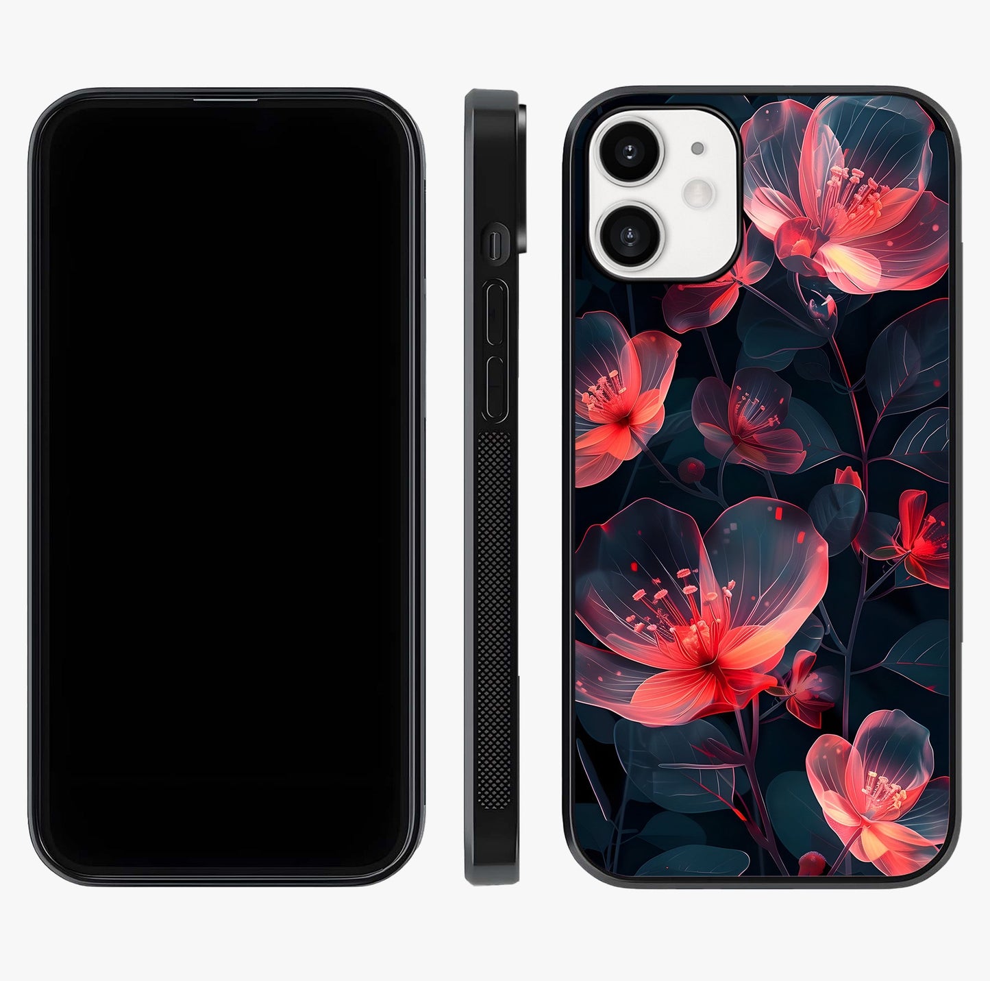 Dark Shade Of Flower Glass Case displayed upright for full design visibility and premium finish.