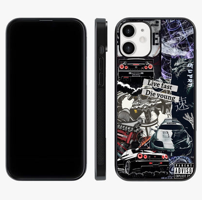 Die Young Glass Case displayed upright for full design visibility and premium finish.