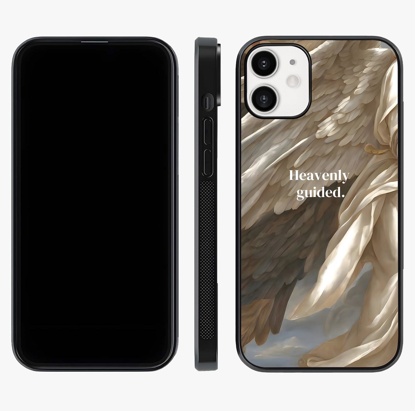 Divine Winged Grace Glass Case displayed upright for full design visibility and premium finish.