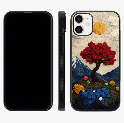 Eternal Nature Tapestry Glass Case displayed upright for full design visibility and premium finish.