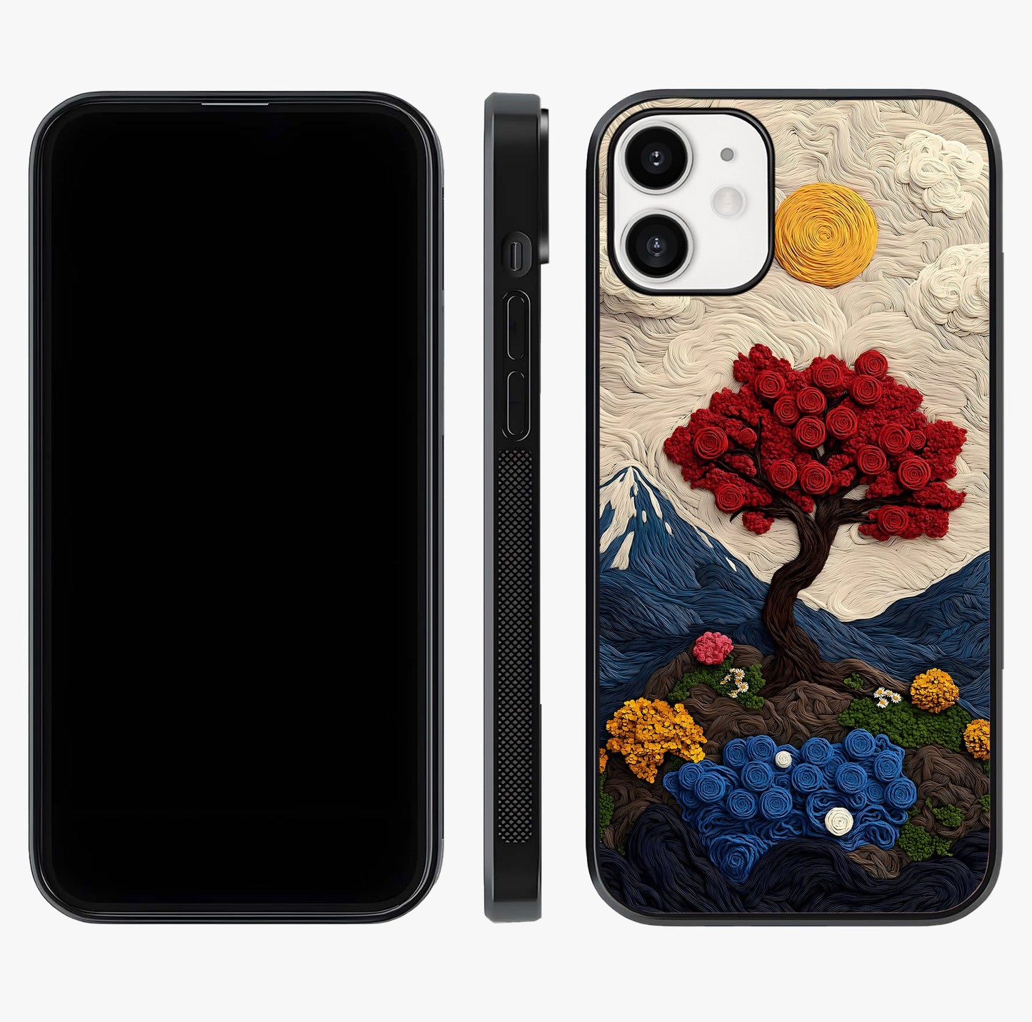 Eternal Nature Tapestry Glass Case displayed upright for full design visibility and premium finish.
