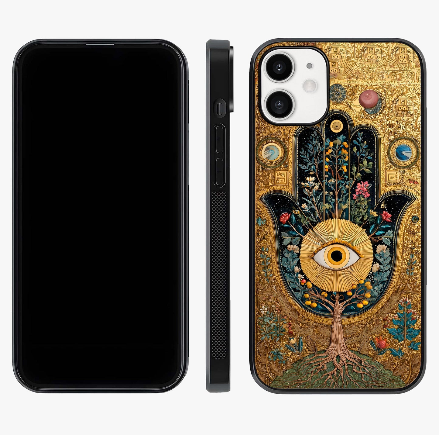 Ethereal Evil Eye Glass Case displayed upright for full design visibility and premium finish.