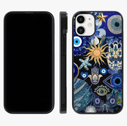 Evil Eye Charm Mix Glass Case displayed upright for full design visibility and premium finish.