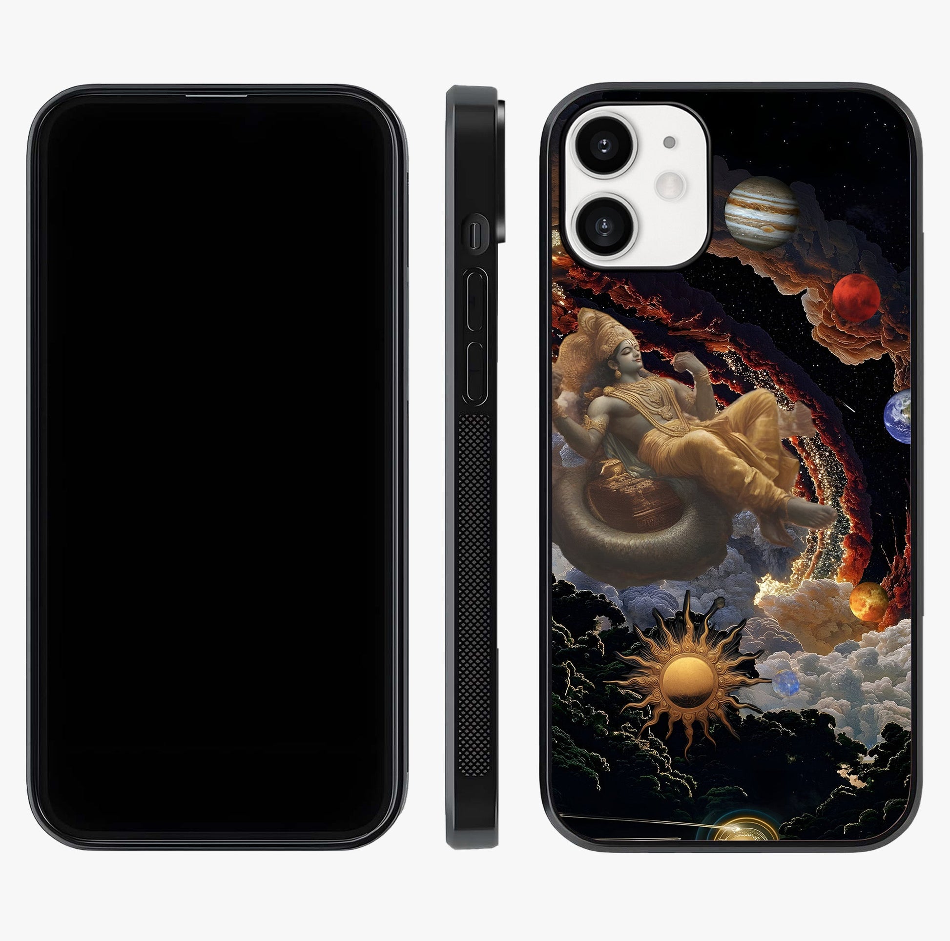 Galactic Divine God Glass Case displayed upright for full design visibility and premium finish.