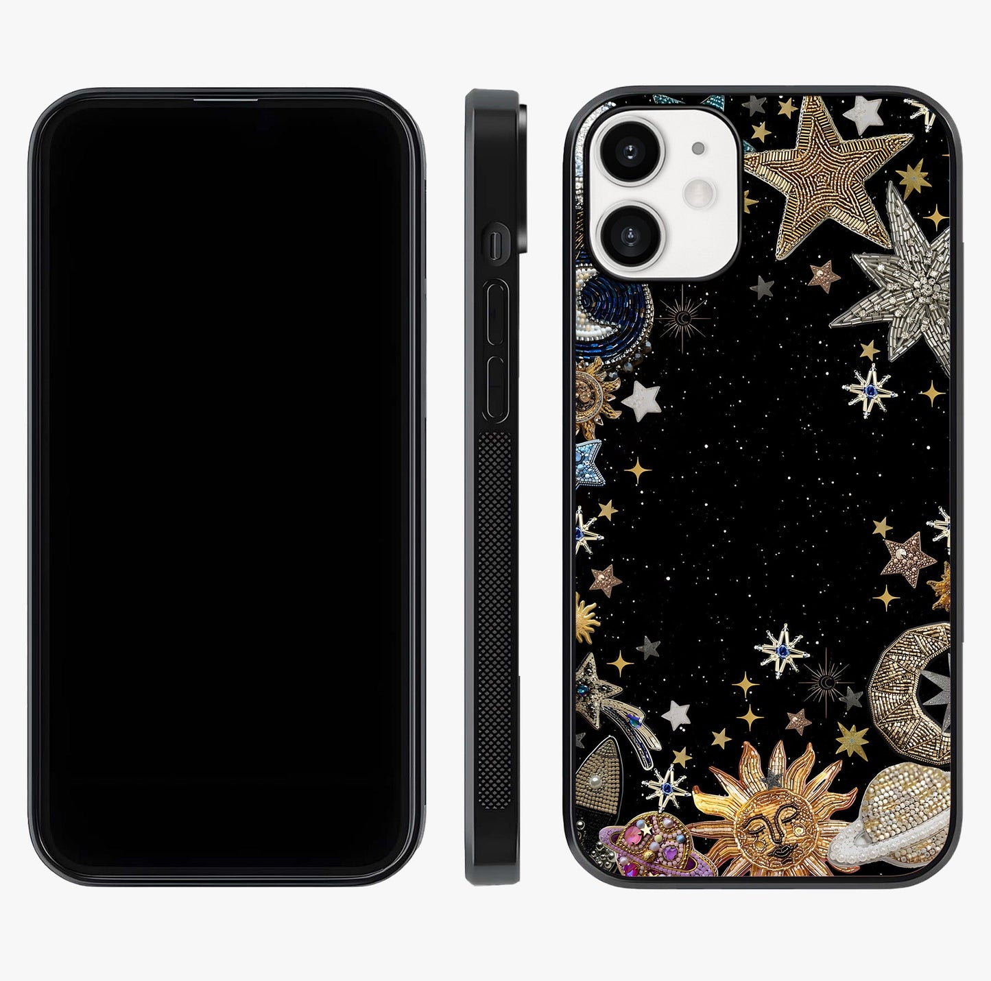 Galactic Jewel Stars Glass Case displayed upright for full design visibility and premium finish.