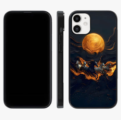 Golden Stallion Moonride Glass Case displayed upright for full design visibility and premium finish.