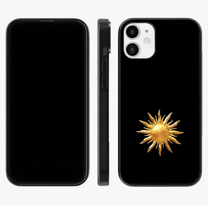Golden Sun Minimalism Glass Case displayed upright for full design visibility and premium finish.