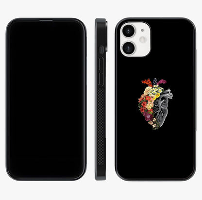 Heart With Flowers Glass Case displayed upright for full design visibility and premium finish.