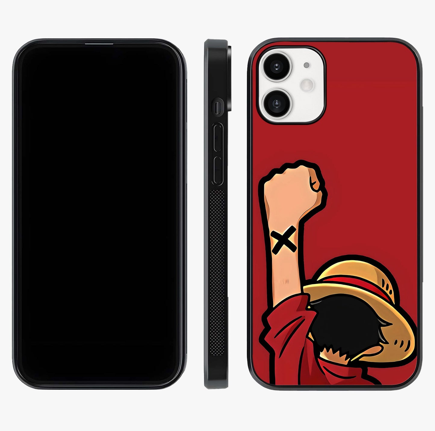 Luffy X Spirit Glass Case displayed upright for full design visibility and premium finish.