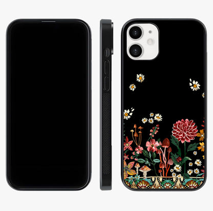 Midnight Bloom Pattern Glass Case displayed upright for full design visibility and premium finish.