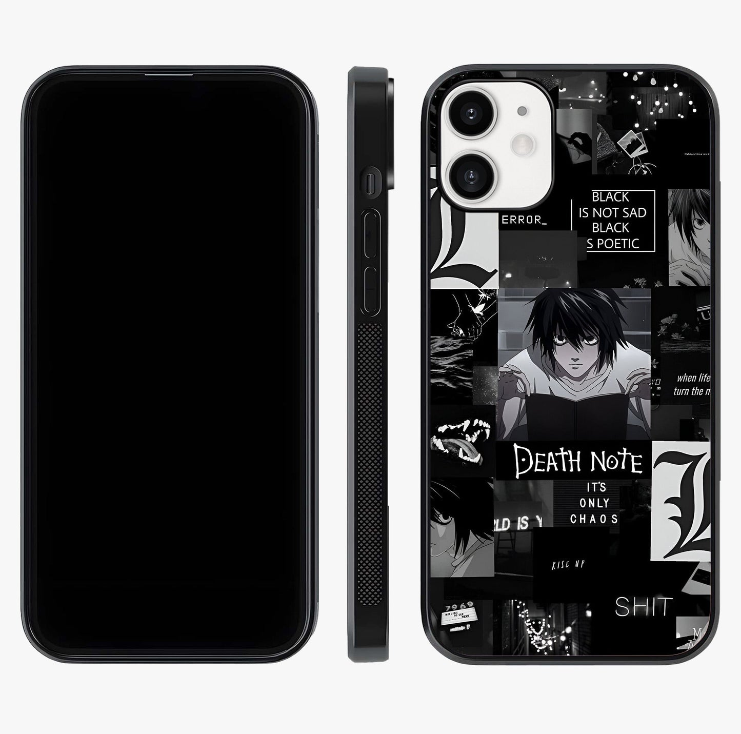 Midnight Chaos Mind Glass Case displayed upright for full design visibility and premium finish.