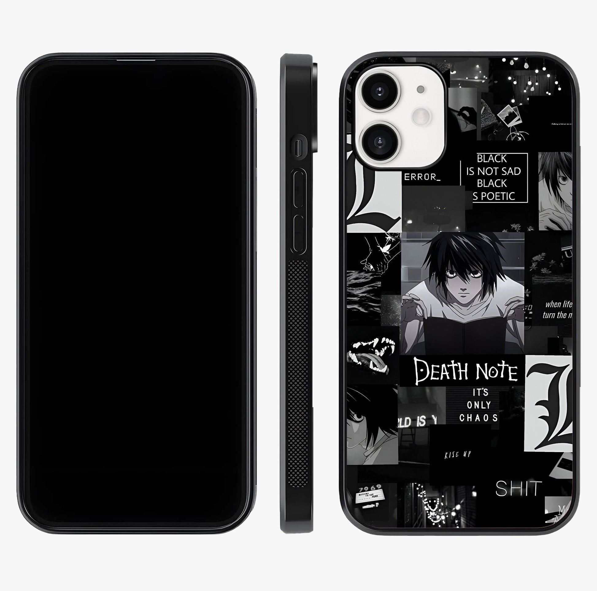 Midnight Chaos Mind Glass Case displayed upright for full design visibility and premium finish.