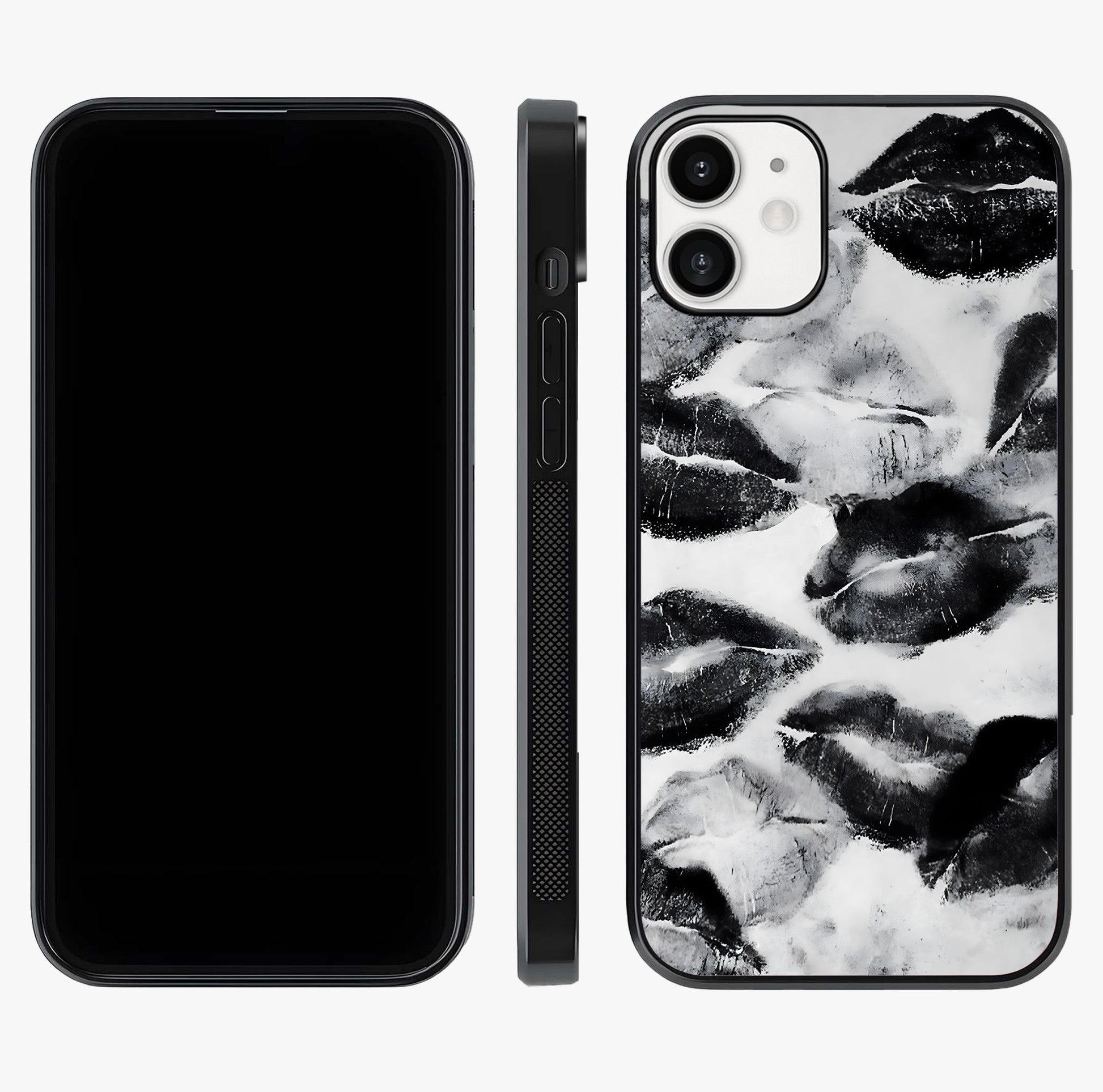 Midnight Kiss Marks Glass Case displayed upright for full design visibility and premium finish.