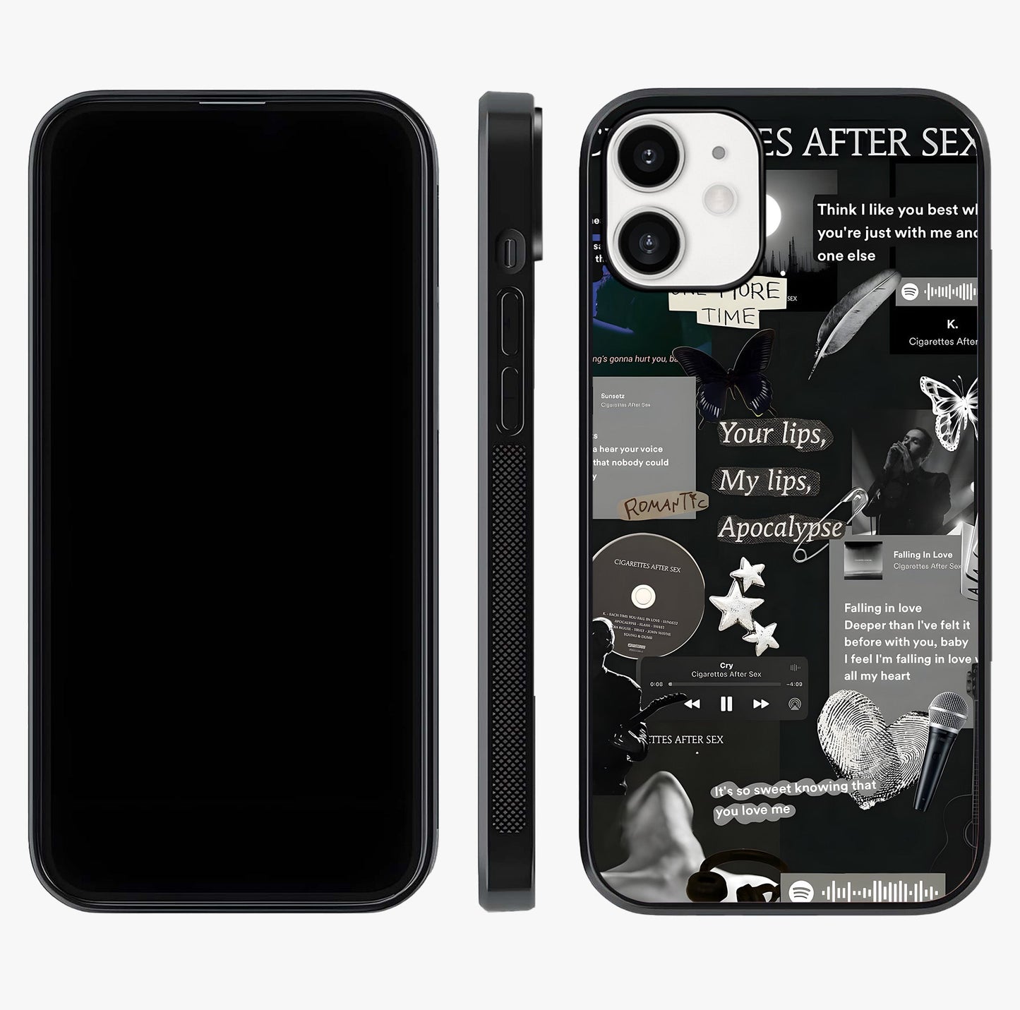 Midnight Love Echo Glass Case displayed upright for full design visibility and premium finish.