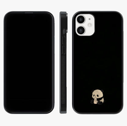 Midnight Panda Love Glass Case displayed upright for full design visibility and premium finish.