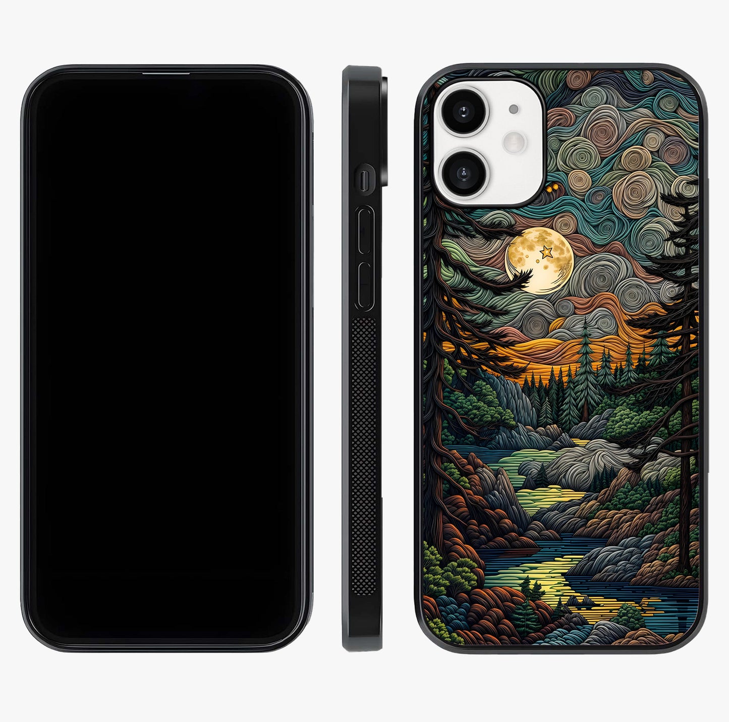 Moonlight Forest Dream Glass Case displayed upright for full design visibility and premium finish.
