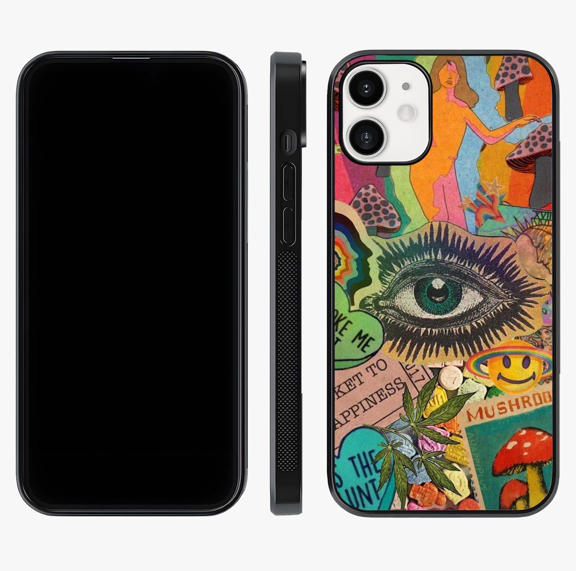 Mystic Eye Wonderland Glass Case displayed upright for full design visibility and premium finish.