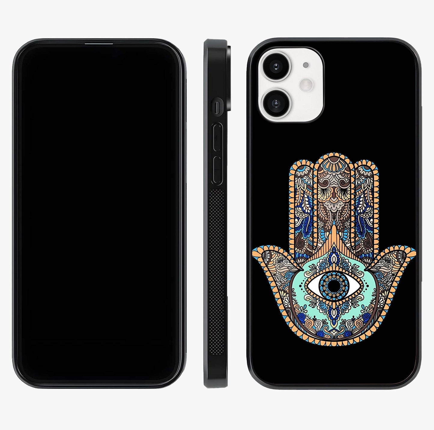 Mystic Hamsa Eye Glass Case displayed upright for full design visibility and premium finish.