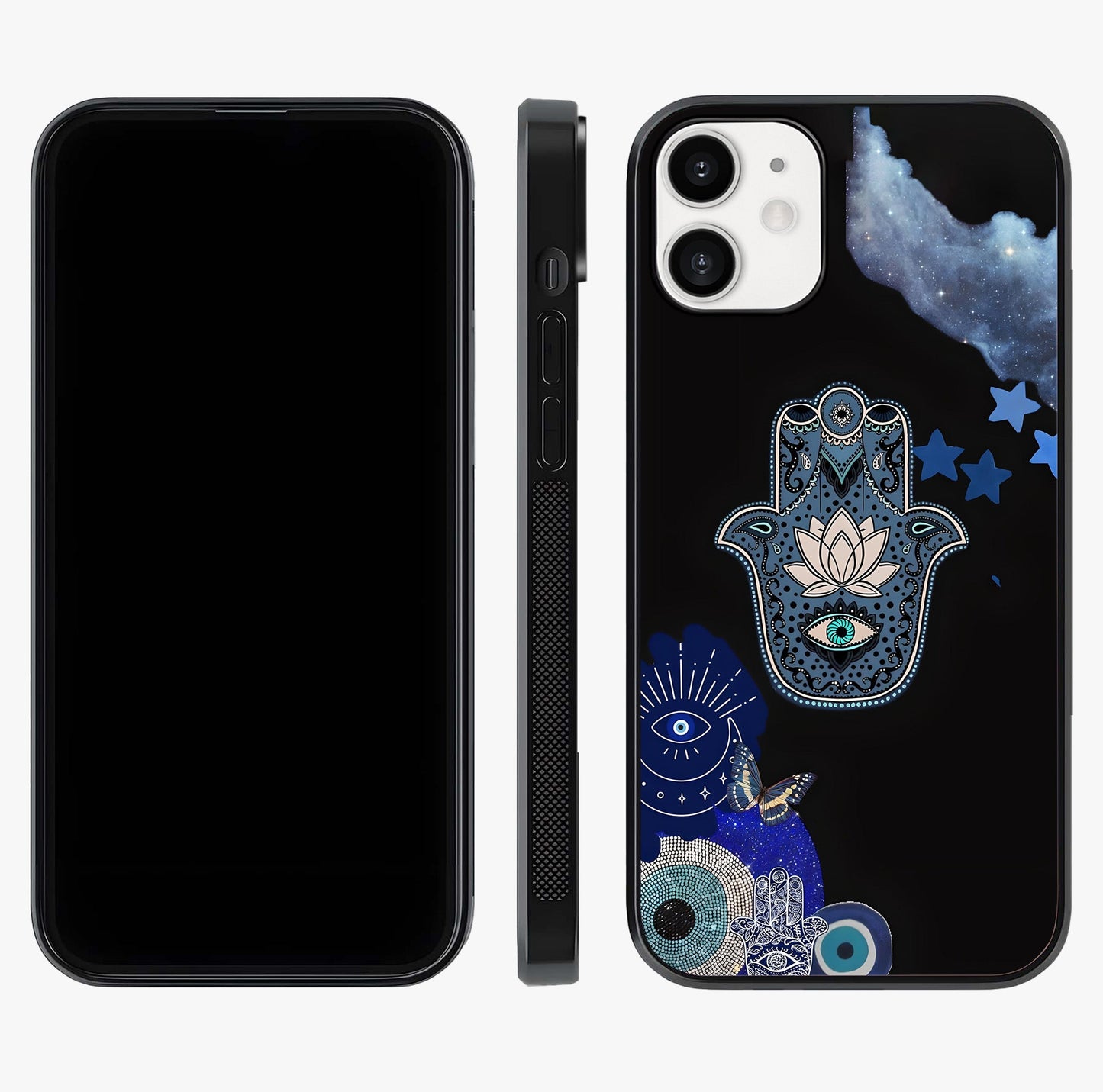 Mystic Hand Aura Glass Case displayed upright for full design visibility and premium finish.