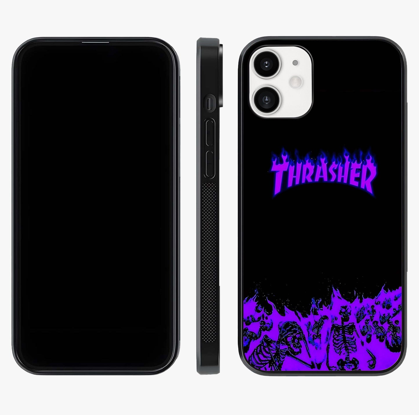 Neon Flame Riot Glass Case displayed upright for full design visibility and premium finish.