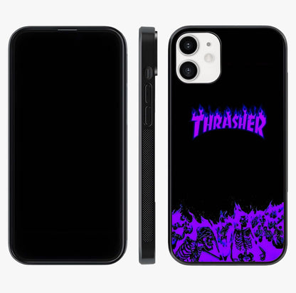 Neon Flame Riot Glass Case displayed upright for full design visibility and premium finish.