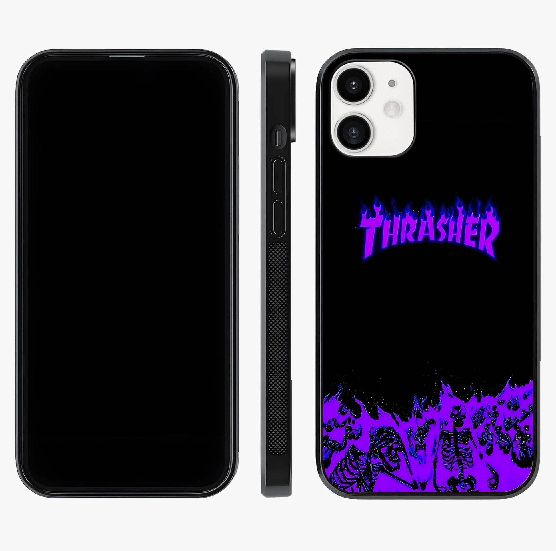 Neon Flame Riot Glass Case displayed upright for full design visibility and premium finish.