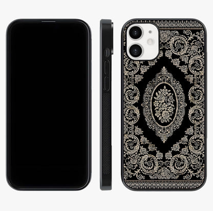 Noir Bloom Elegance Glass Case displayed upright for full design visibility and premium finish.