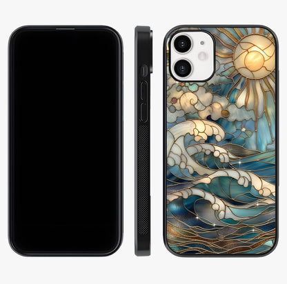 Oceanic Stained Printed Glass Case displayed upright for full design visibility and premium finish.