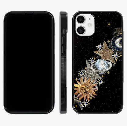 Pearls Universe Object Glass Case displayed upright for full design visibility and premium finish.