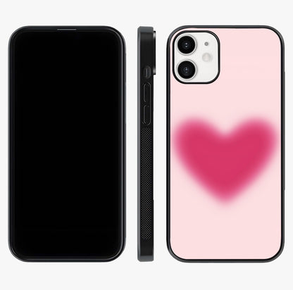 Pink Aura Heart Glass Case displayed upright for full design visibility and premium finish.