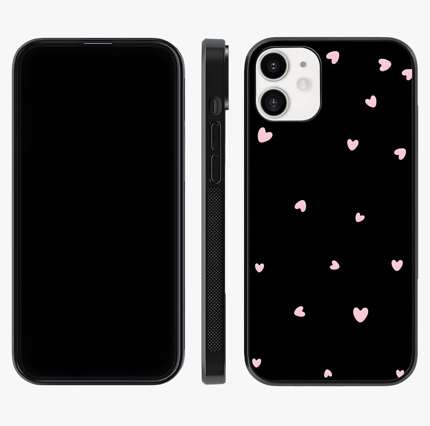 Pink Love Drops Glass Case displayed upright for full design visibility and premium finish.