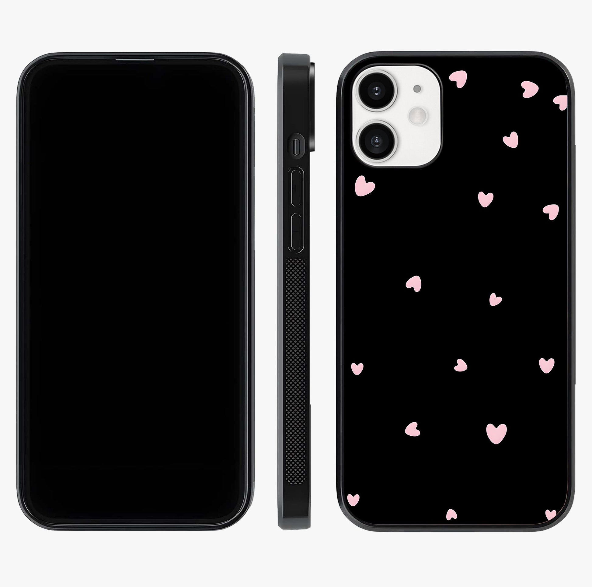 Pink Love Drops Glass Case displayed upright for full design visibility and premium finish.