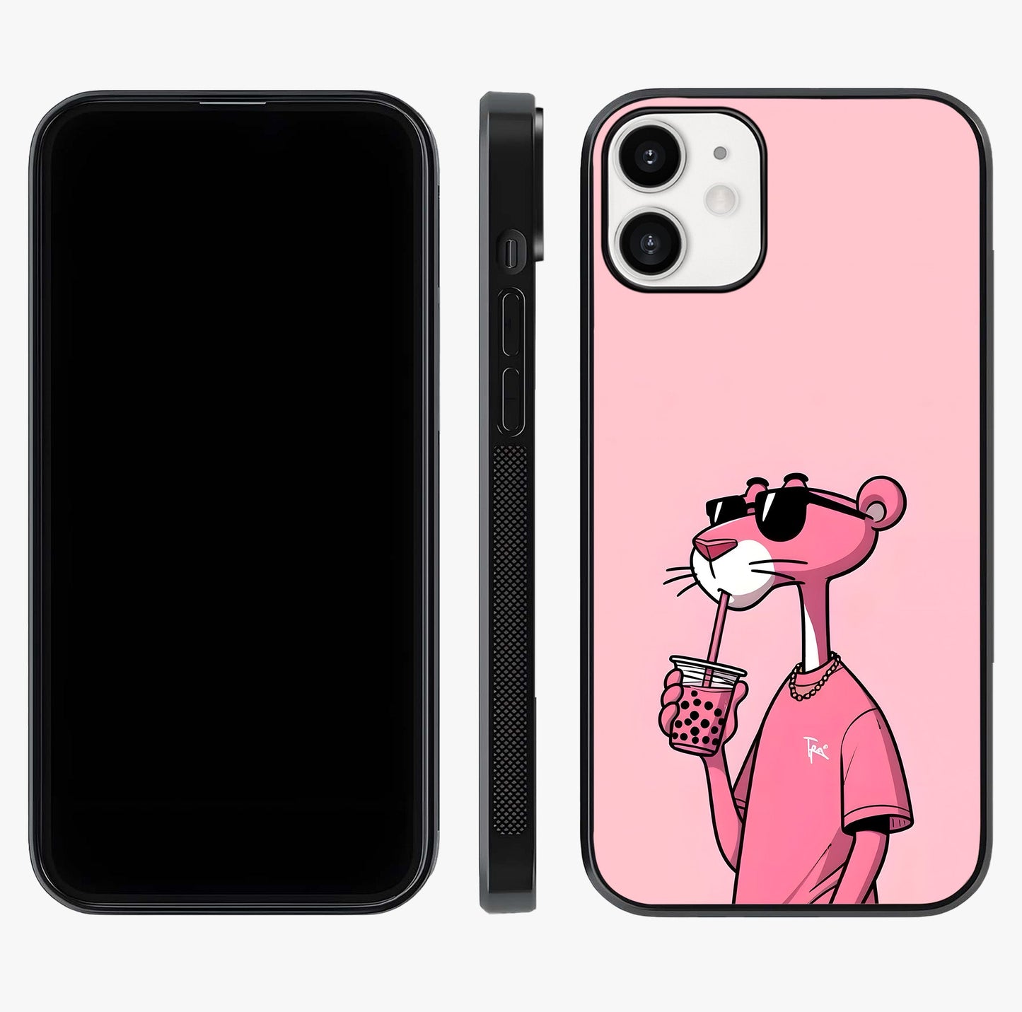 Pink Panther Glass Case displayed upright for full design visibility and premium finish.