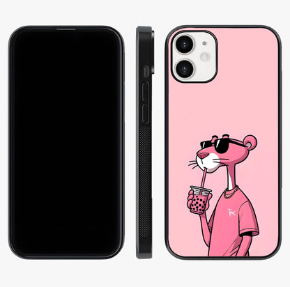Pink Panther Glass Case displayed upright for full design visibility and premium finish.