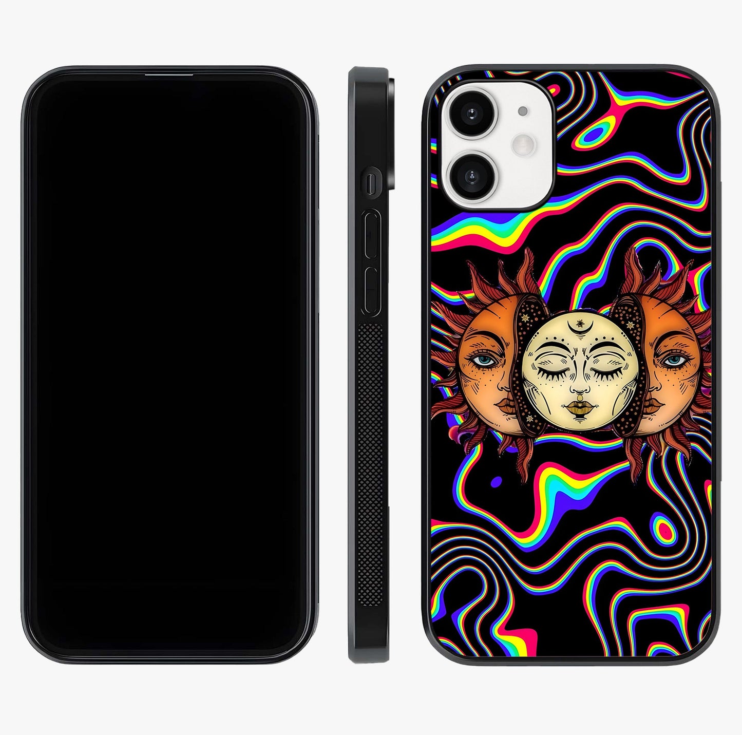 Psychedelic Sun Glass Case displayed upright for full design visibility and premium finish.
