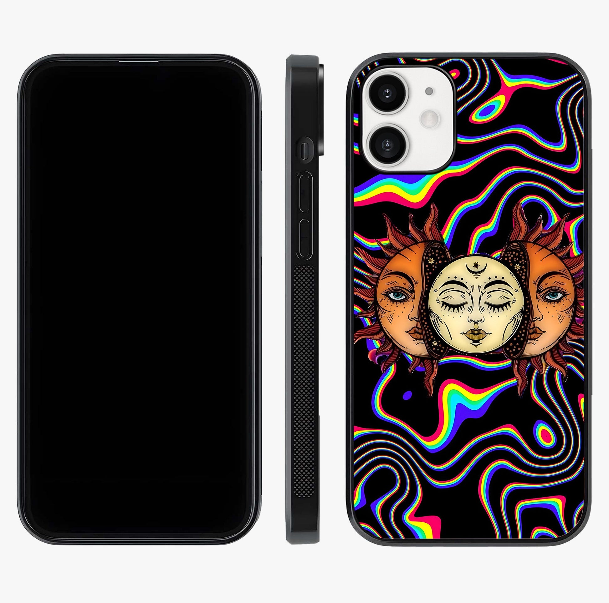 Psychedelic Sun Glass Case displayed upright for full design visibility and premium finish.