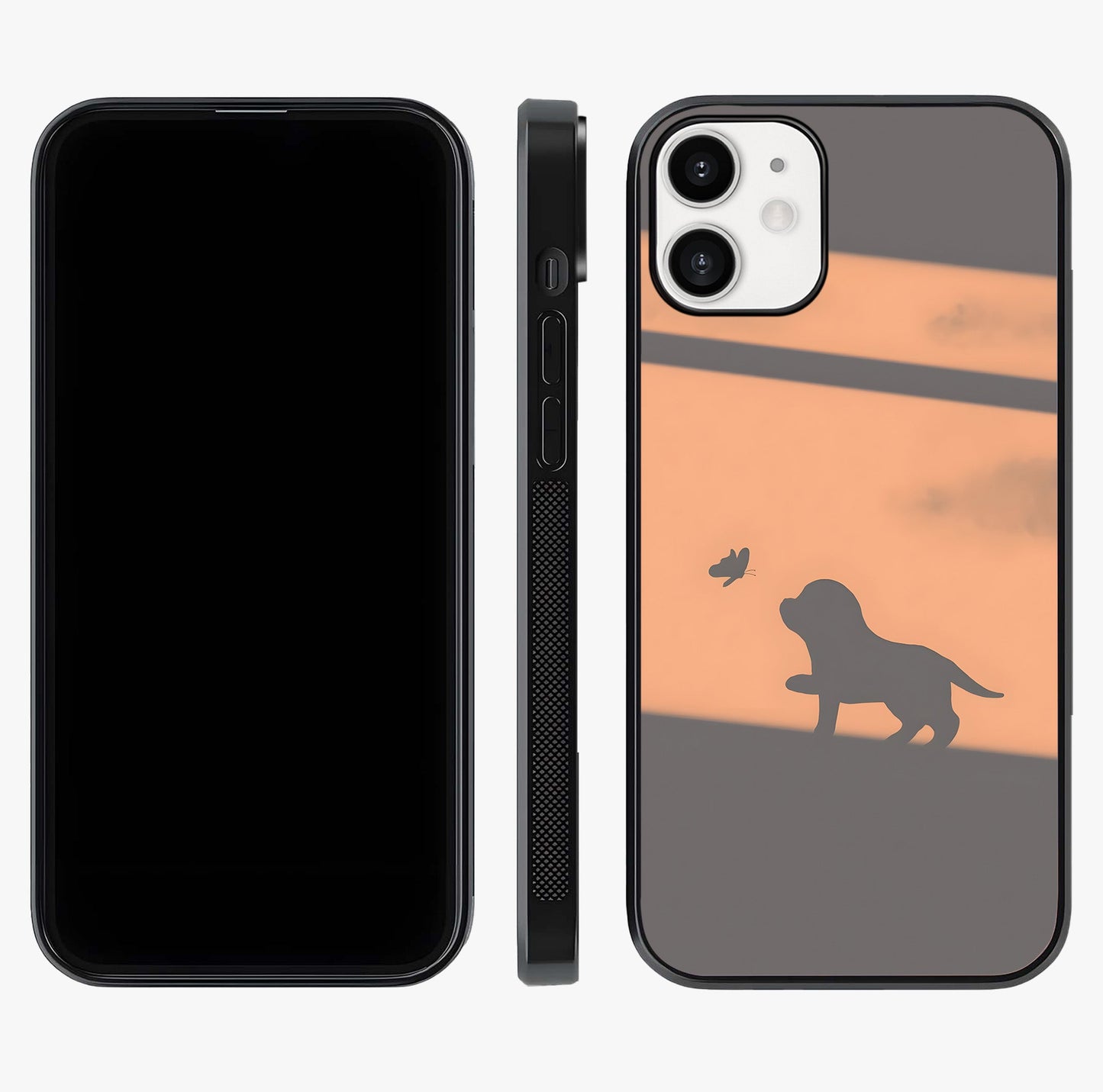 Puppy Shadow Art Glass Case displayed upright for full design visibility and premium finish.