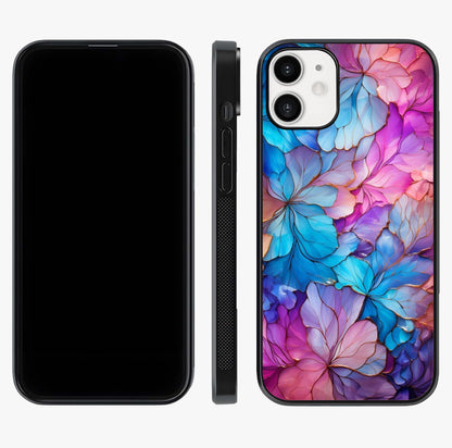 Radiant Floral Whirl Glass Case displayed upright for full design visibility and premium finish.