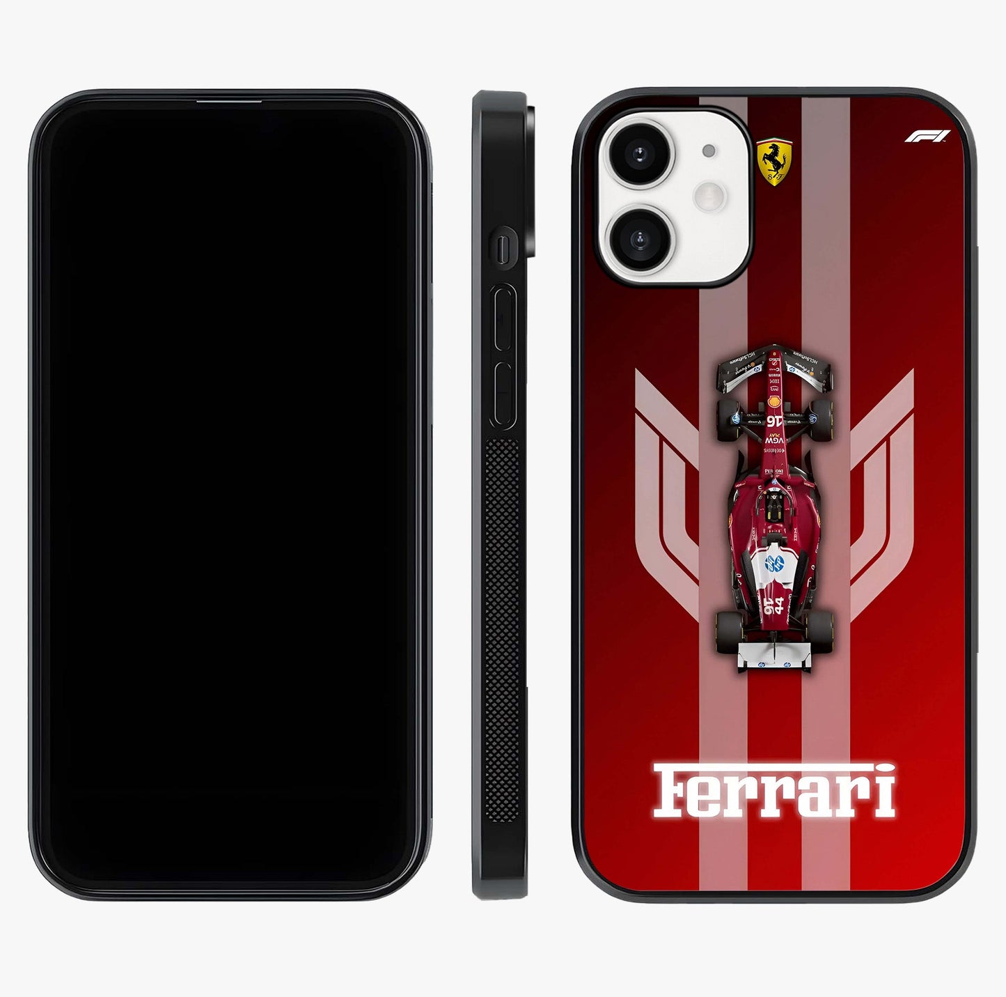 Red Ferrari F1 Vertical Glass Case displayed upright for full design visibility and premium finish.